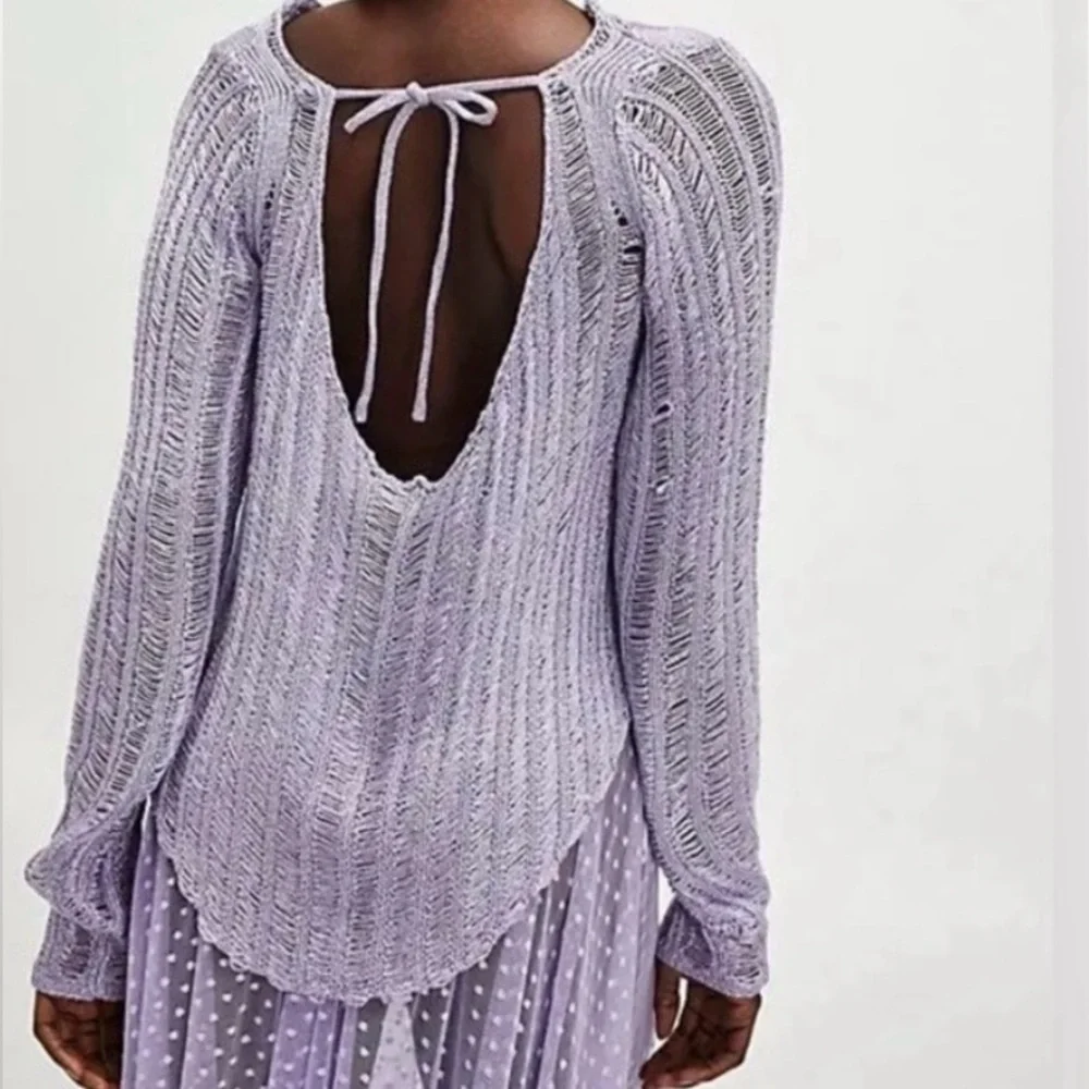 Free People/ FP Intimately Lets Dance Long Sleeve Lavender Top Size Large - Picture 4 of 8